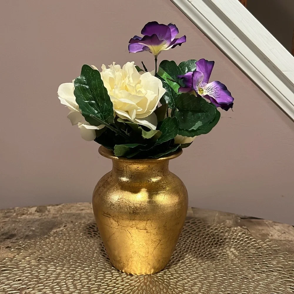 Gold Leaf Clay Vase